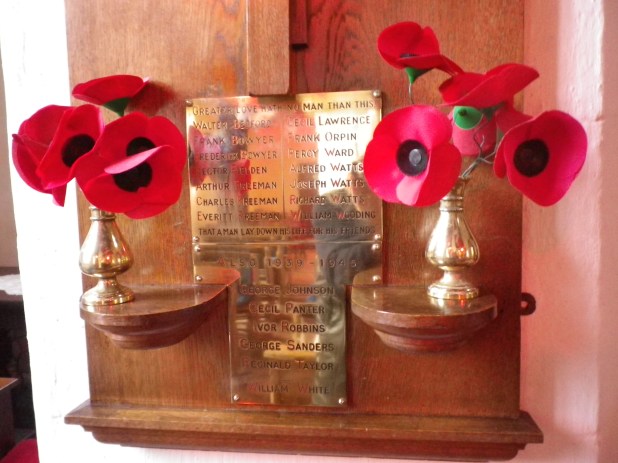 Memorial in Lavendon Church to those who died in WW1, WW2 & 1953