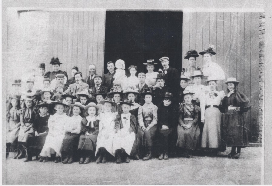 Local Residents Attending the Opening of the Lavendon Chapel – Photo Courtesy of John Panter, whose Grandparents, Thomas and Jane Panter, appear in the back row, 3rd and 4th from the right.
