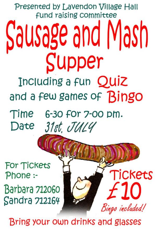 Sausage and Mash Supper at Lavendon Village Hall
