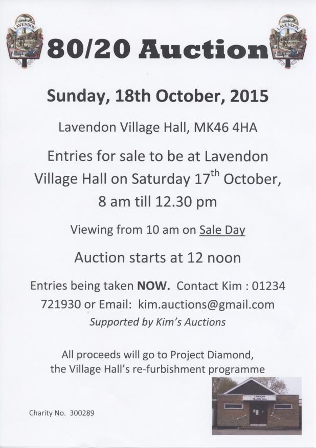 80/20 Auction Sale Supporting the Village Hall