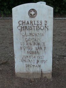 Headstone for Capt Charles B Christison, Fort Rosecrans National Cemetery. Photograph: Neil Stickells.