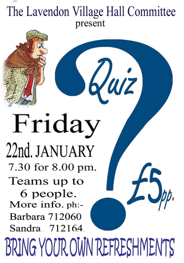 Quiz in Village Hall, 22 Jan 2016
