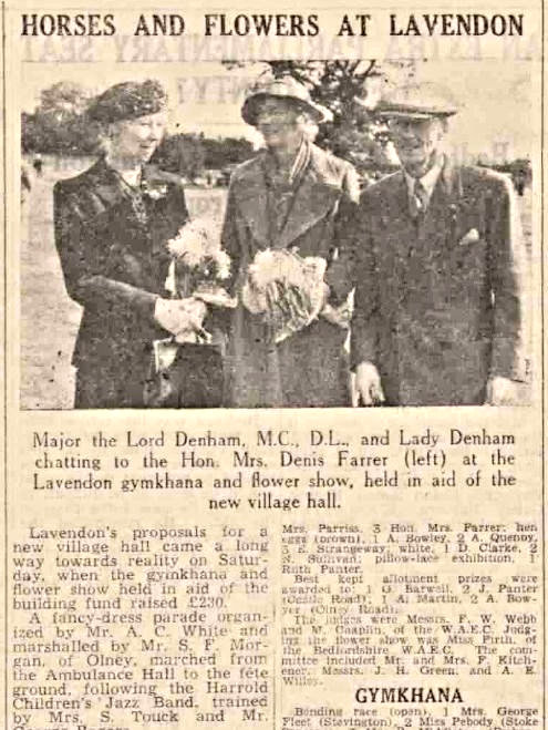 Lavendon Gymkhana and Flower Show report from 1946