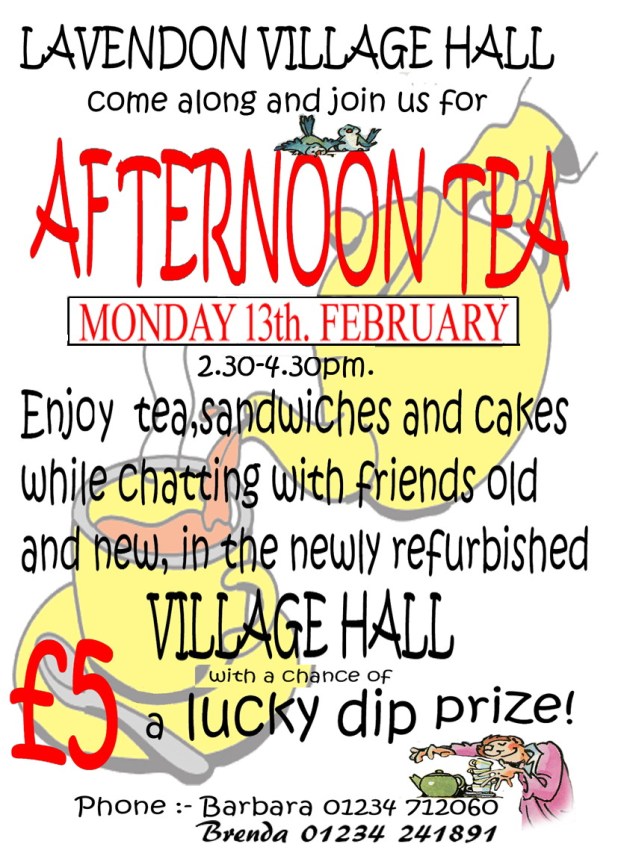 13th Feb 2017 - Afternoon Tea at Lavendon Village Hall