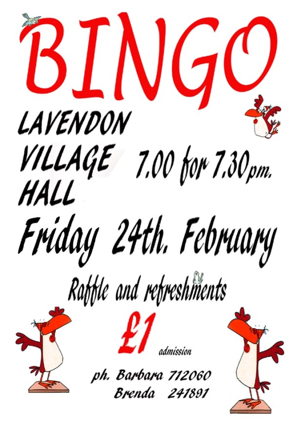 24th Feb 2017 - Bingo in Lavendon Village Hall